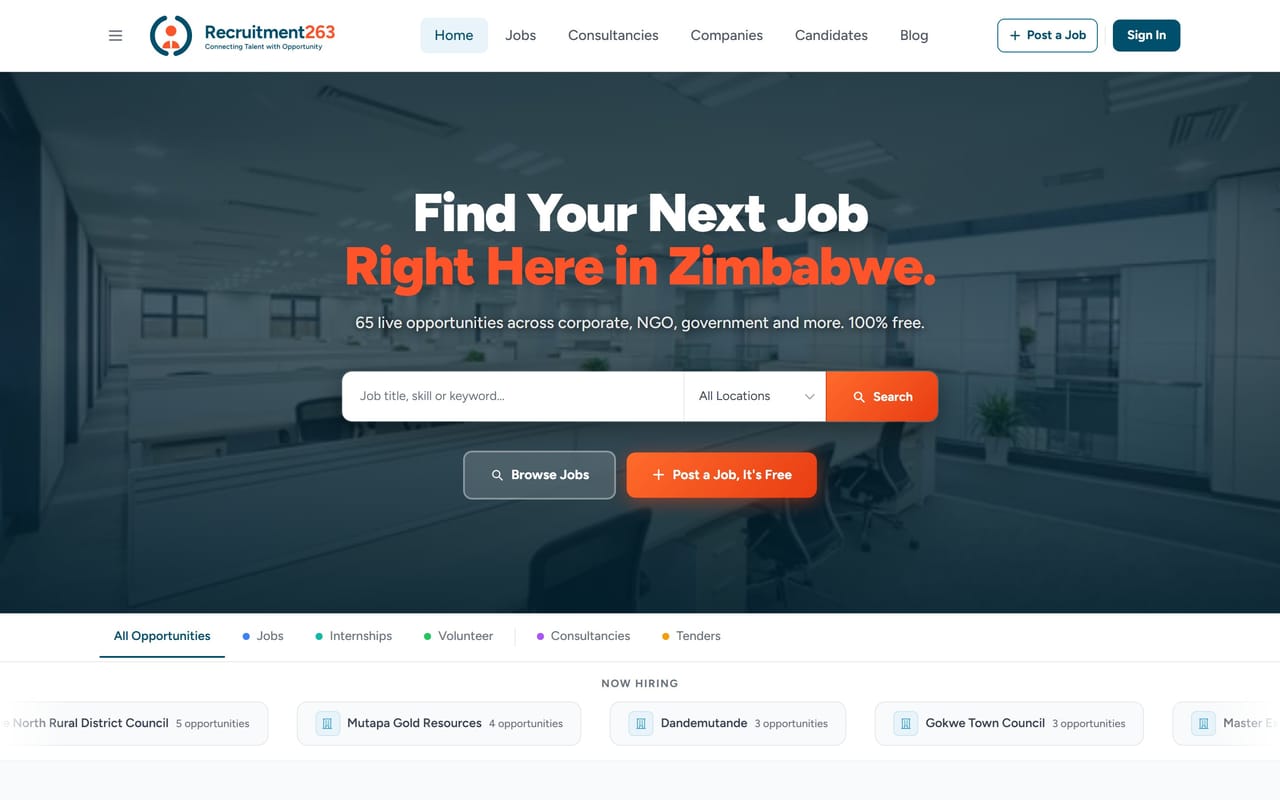 The Recruitment263 website, built and run by Fignoc.